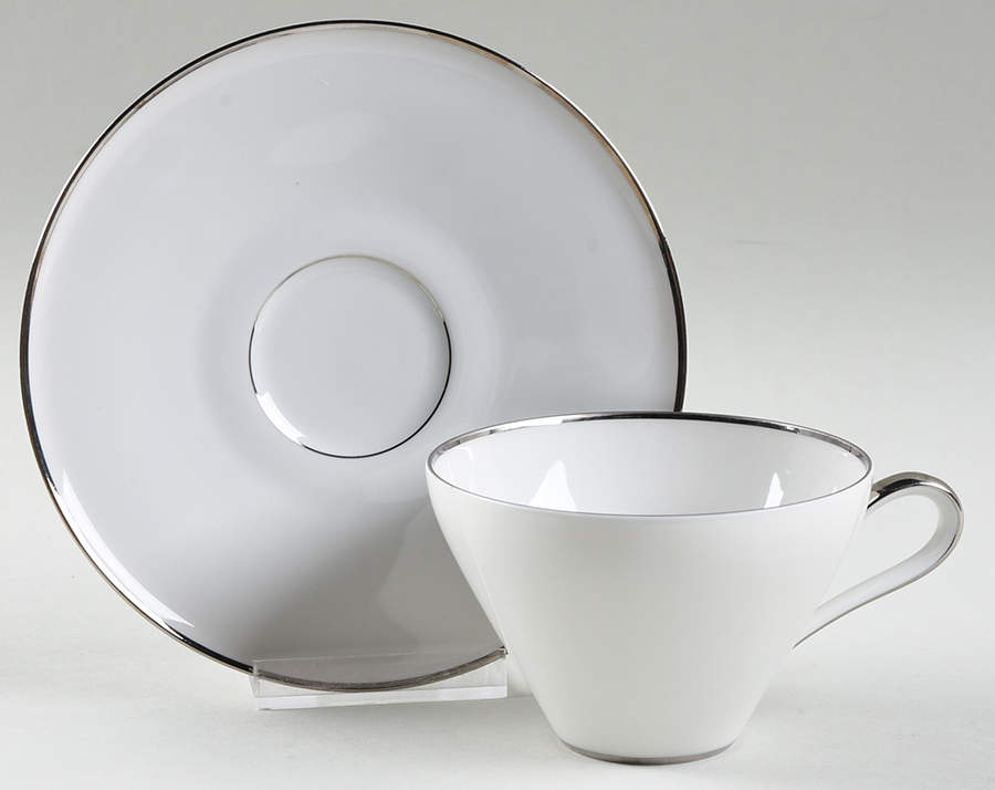 Platinum Band Flat Cup & Saucer Set by Heinrich - H&C-1