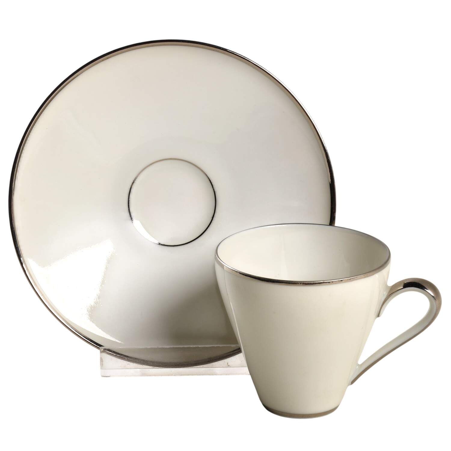 Platinum Band Flat Demitasse Cup & Saucer Set by Heinrich - H&C-1