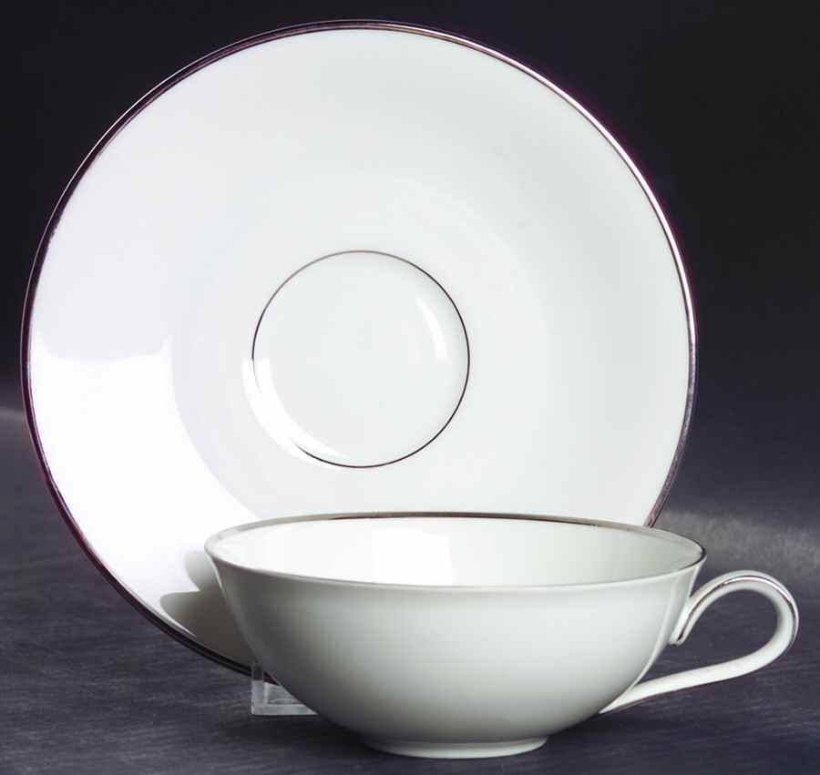 Platinum Band Flat Cup & Saucer Set by Heinrich - H&C-1