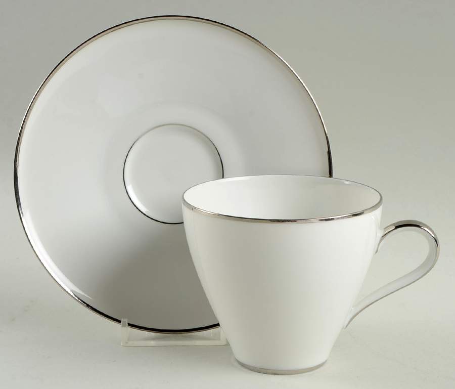 Platinum Band Flat Cup & Saucer Set by Heinrich - H&C-1