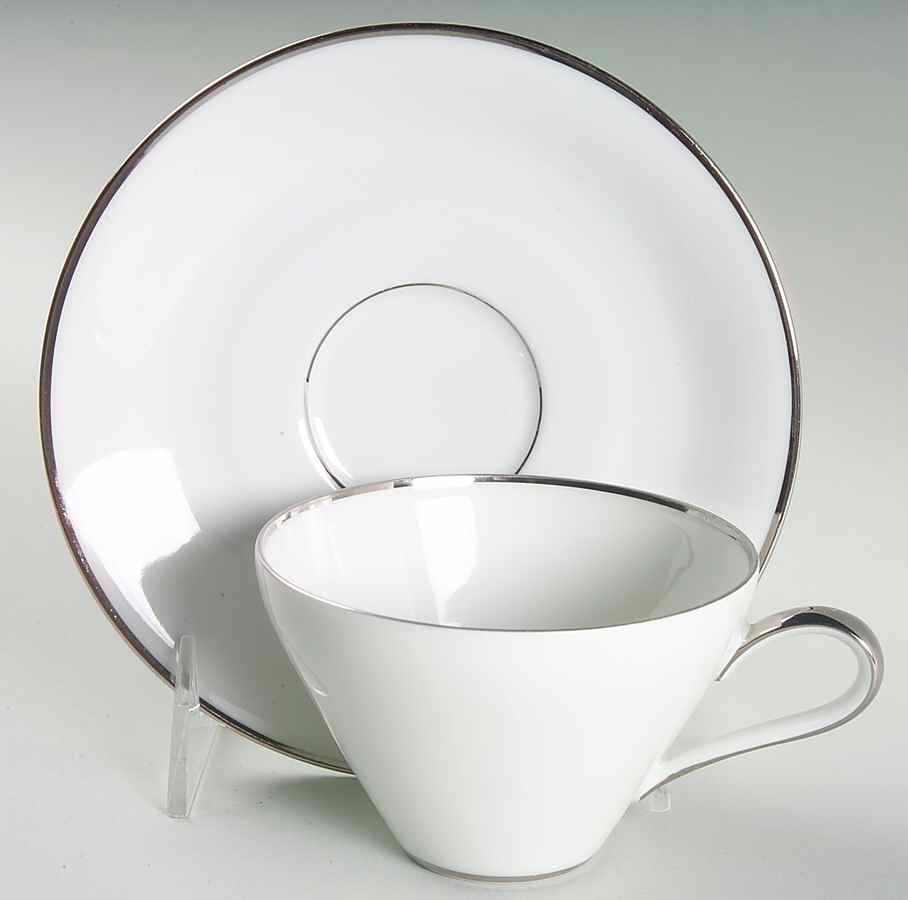 Platinum Band Flat Cup & Saucer Set by Heinrich - H&C-1