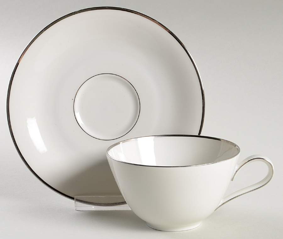 Platinum Band Flat Cup & Saucer Set by Heinrich - H&C-1