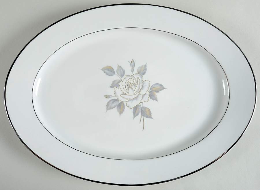 Platinum Rose 16" Oval Serving Platter by Heinrich - H&C-1