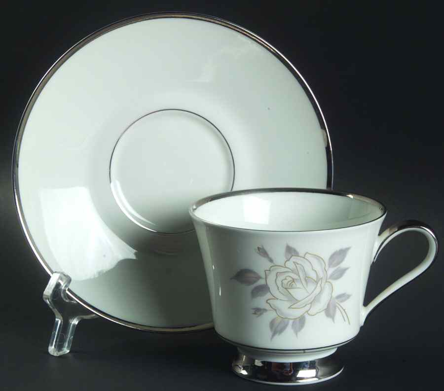 Platinum Rose Footed Cup & Saucer Set by Heinrich - H&C-1