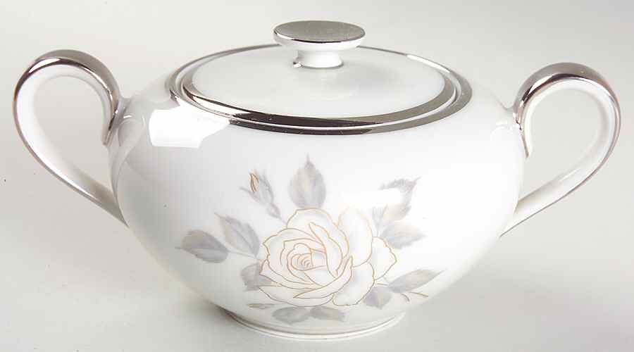 Platinum Rose Sugar Bowl & Lid by Heinrich - H&C-1