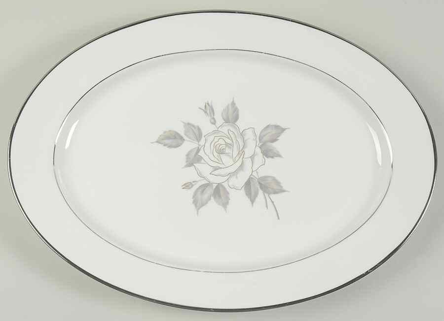 Platinum Rose 14" Oval Serving Platter by Heinrich - H&C-1