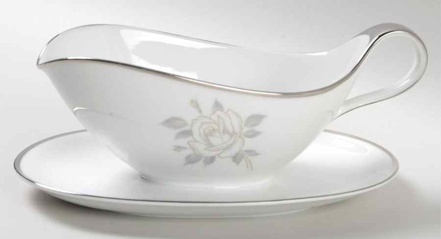 Platinum Rose Gravy Boat with Attached Underplate by Heinrich - H&C-1