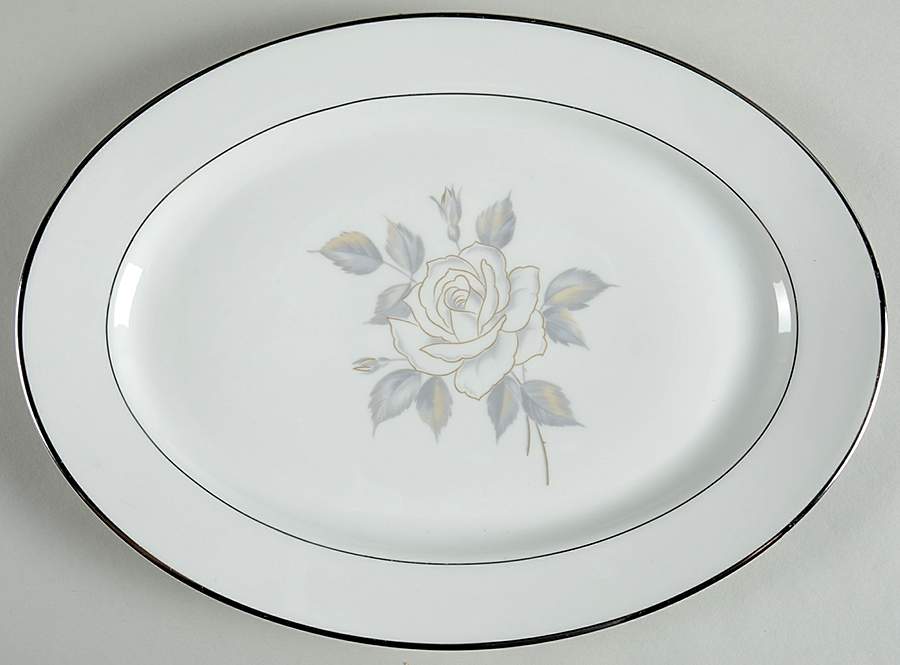 Platinum Rose 12" Oval Serving Platter by Heinrich - H&C-1