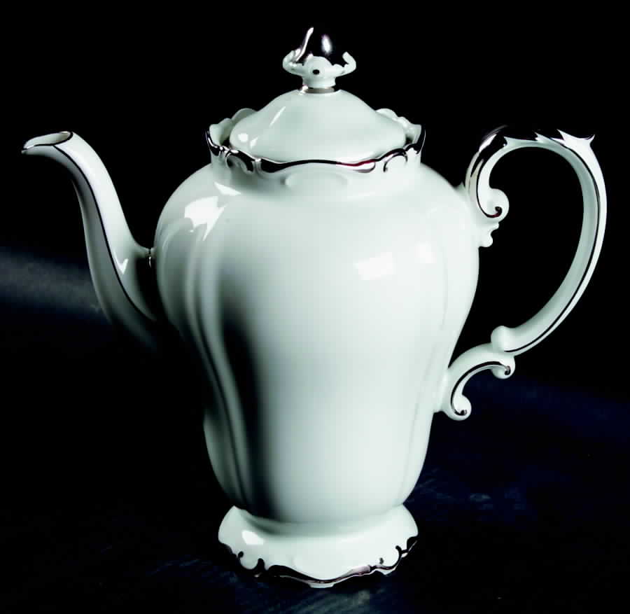 Platinum Scroll Coffee Pot & Lid by Heinrich - H&C-1