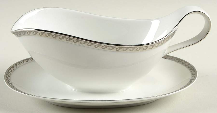 Platinum Wave Gravy Boat with Attached Underplate by Heinrich - H&C-1