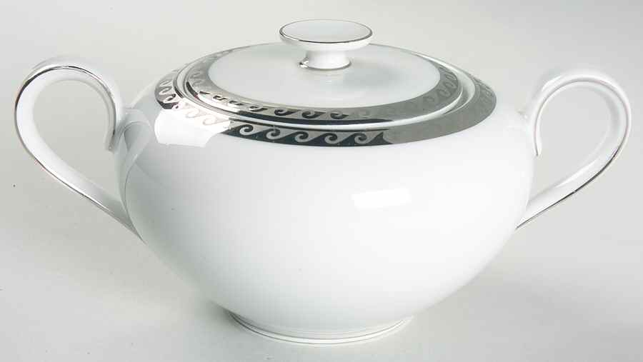 Platinum Wave Sugar Bowl & Lid by Heinrich - H&C-1