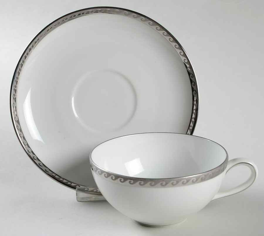 Platinum Wave Flat Cup & Saucer Set by Heinrich - H&C-1