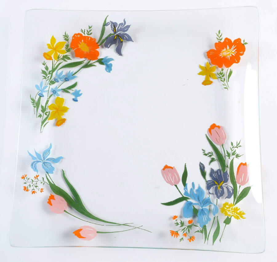 Primavera 11" Glassware Square Platter by Heinrich - H&C-1