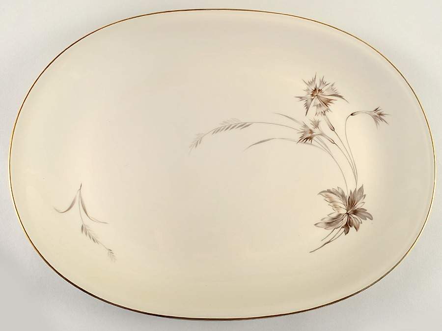 Sepia (Ivory, Gold Trim) 16" Oval Serving Platter by Heinrich - H&C-1
