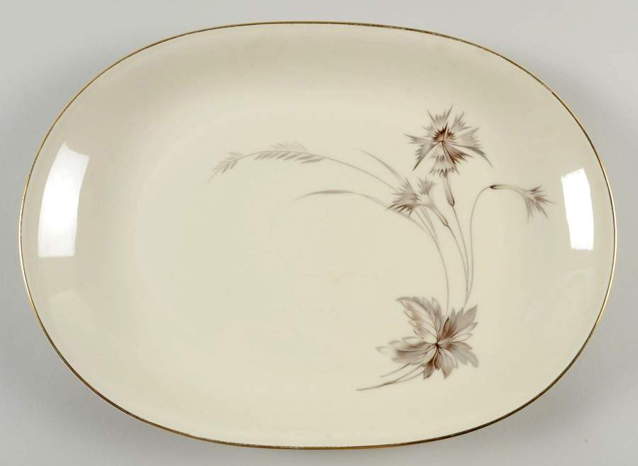 Sepia (Ivory, Gold Trim) 13" Oval Serving Platter by Heinrich - H&C-1
