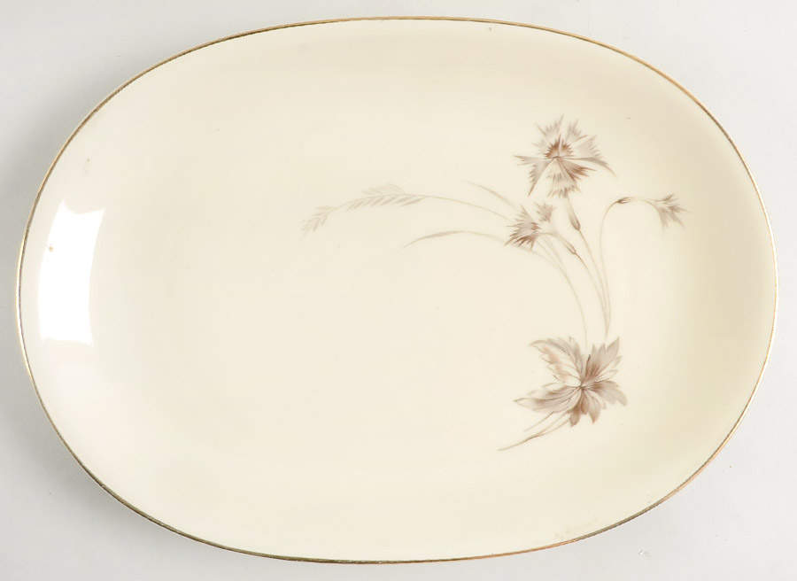 Sepia (Ivory, Gold Trim) 11" Oval Serving Platter by Heinrich - H&C-1