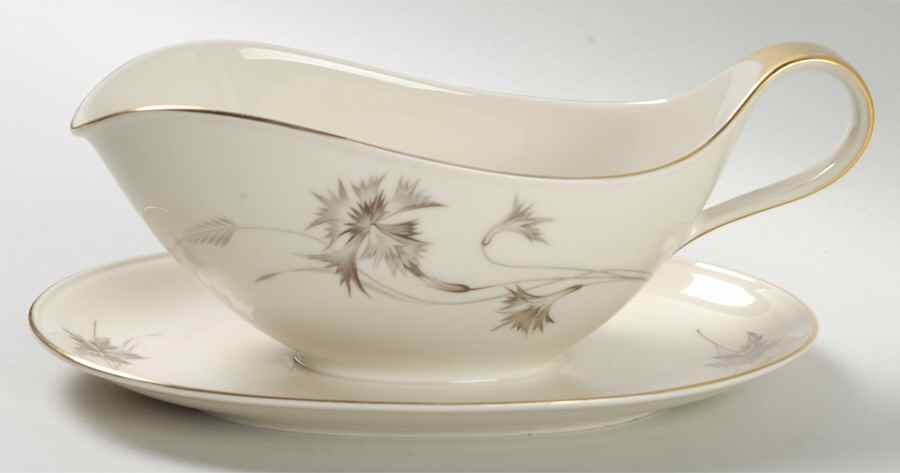 Sepia (Ivory, Gold Trim) Gravy Boat with Attached Underplate by Heinrich - H&C-1