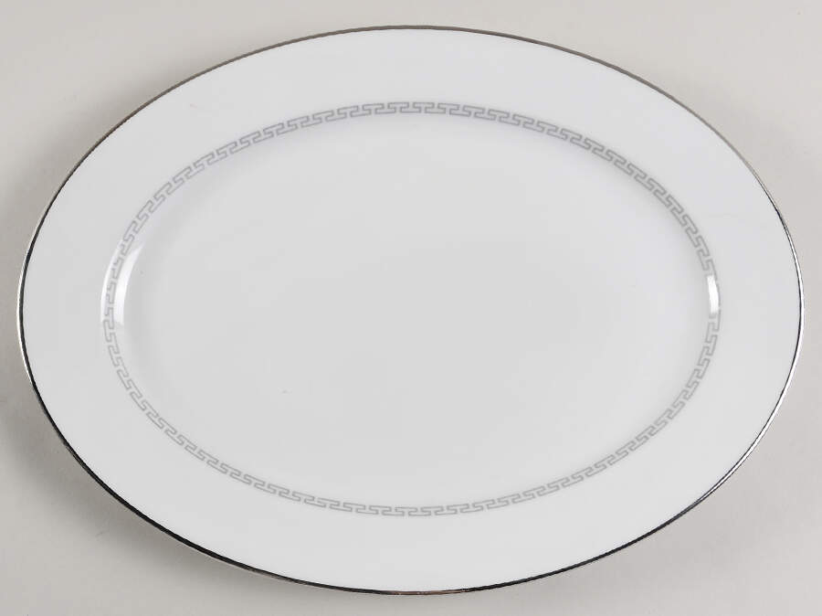 Silver Key Greek Key 13" Oval Serving Platter by Heinrich - H&C-1