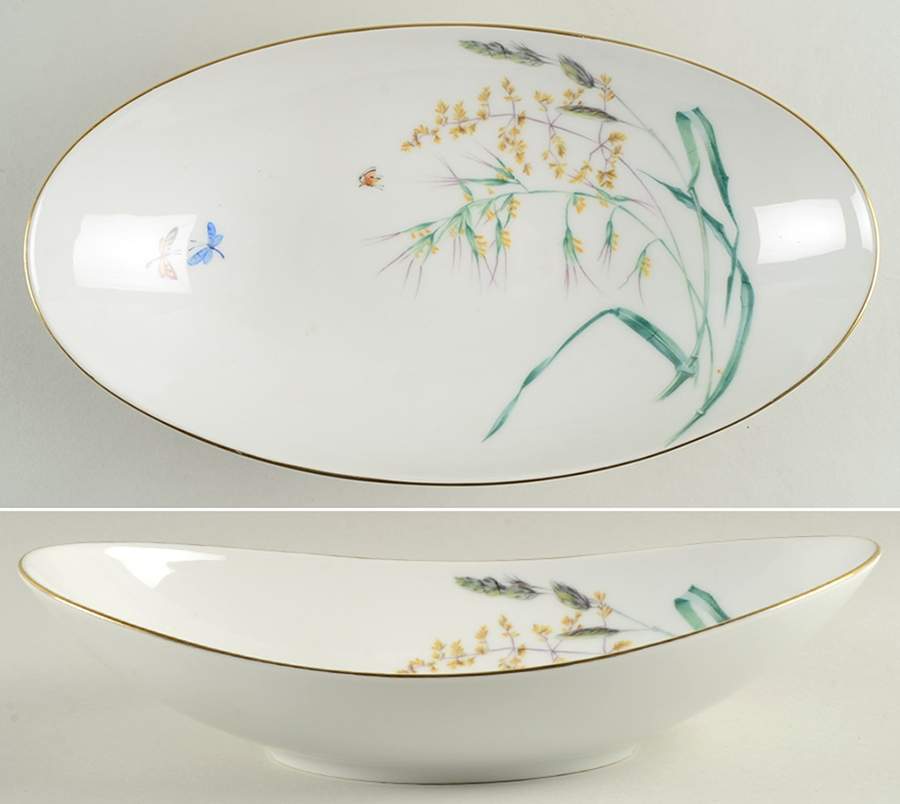 Sommer (Coupe, Smooth, Gold Trim) 12" Oval Vegetable Bowl by Heinrich - H&C-1
