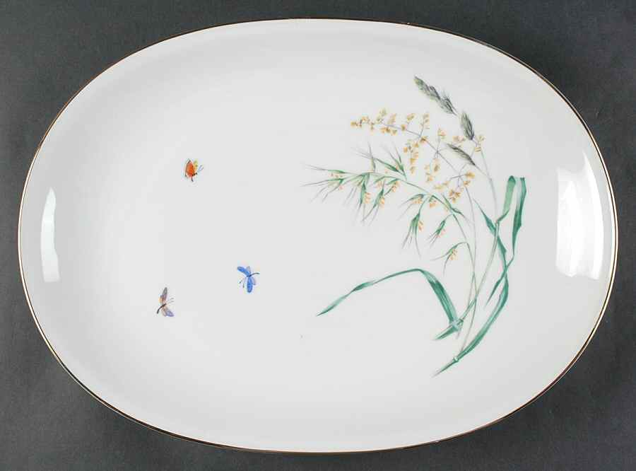 Sommer (Coupe, Smooth, Gold Trim) 16" Oval Serving Platter by Heinrich - H&C-1