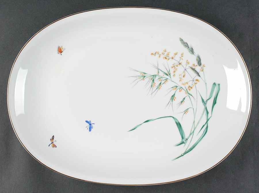 Sommer (Coupe, Smooth, Gold Trim) 15" Oval Serving Platter by Heinrich - H&C-1