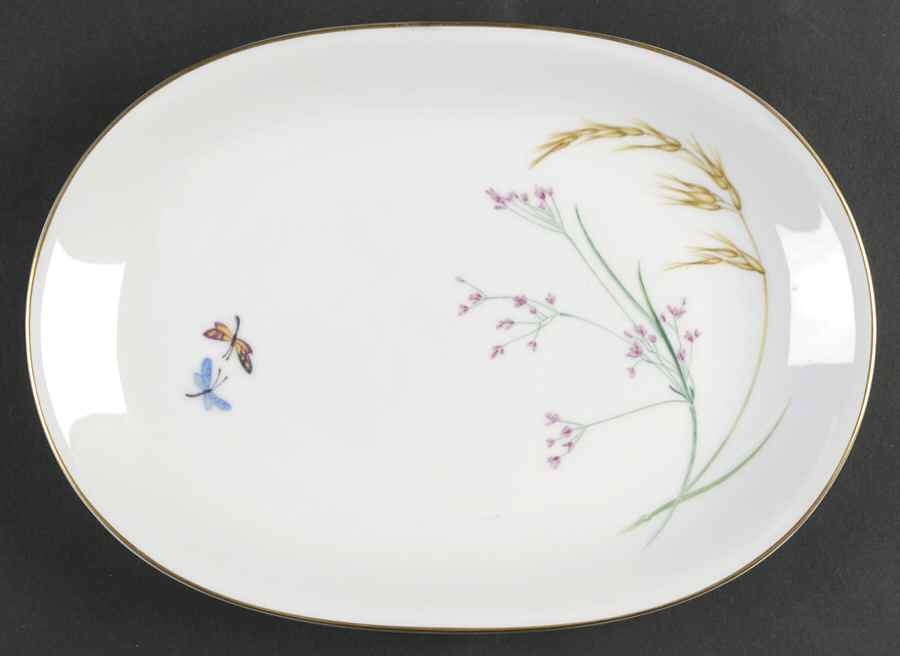 Sommer (Coupe, Smooth, Gold Trim) 11" Oval Serving Platter by Heinrich - H&C-1