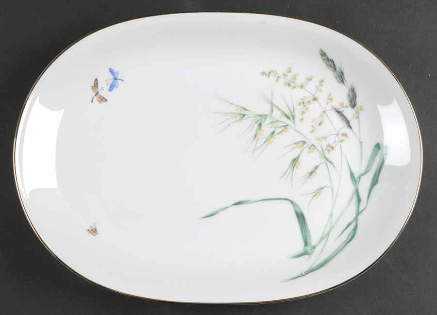 Sommer (Coupe, Smooth, Gold Trim) 13" Oval Serving Platter by Heinrich - H&C-1