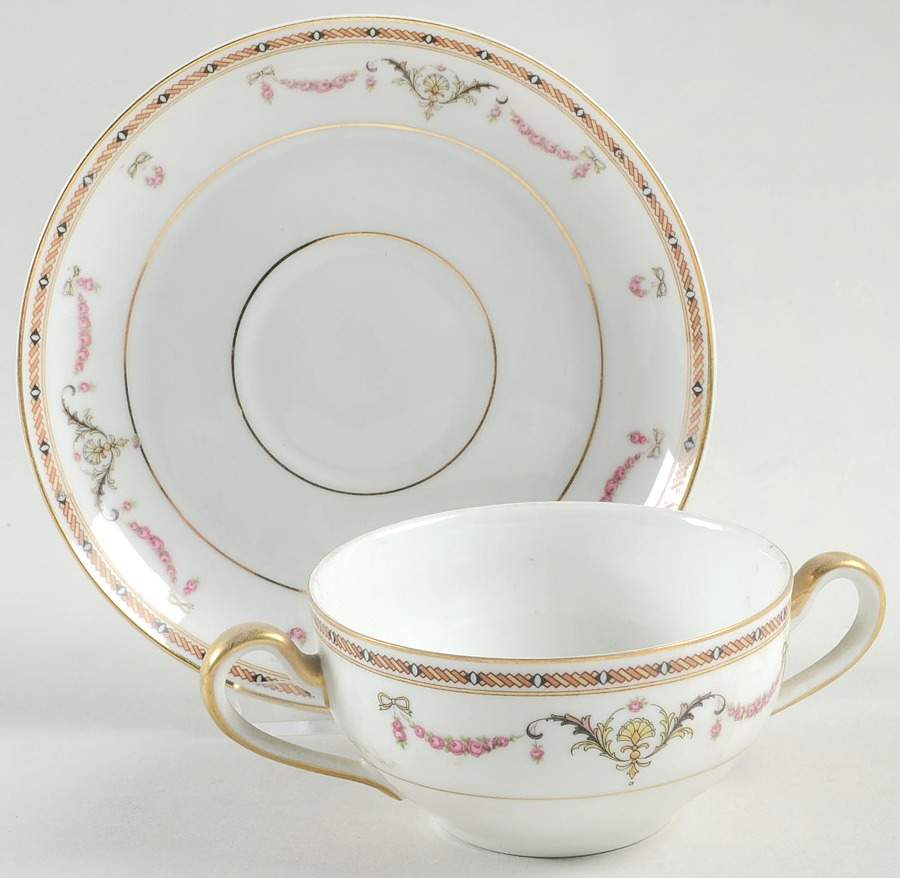 St Germaine (White Body) Flat Bouillon Cup & Saucer by Heinrich - H&C-1