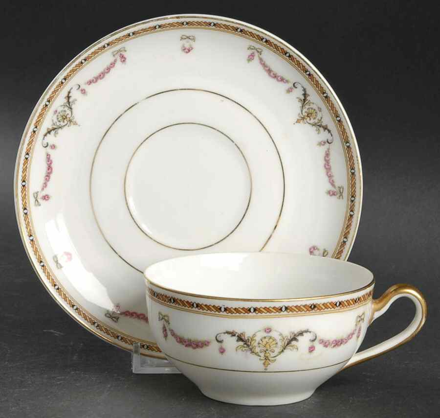 St Germaine (White Body) Flat Cup & Saucer Set by Heinrich - H&C-1