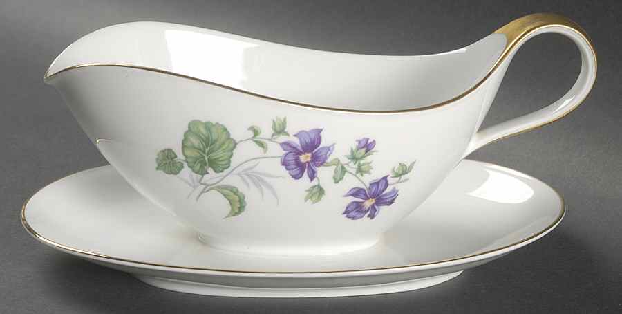 Violet Gravy Boat with Attached Underplate by Heinrich - H&C-1