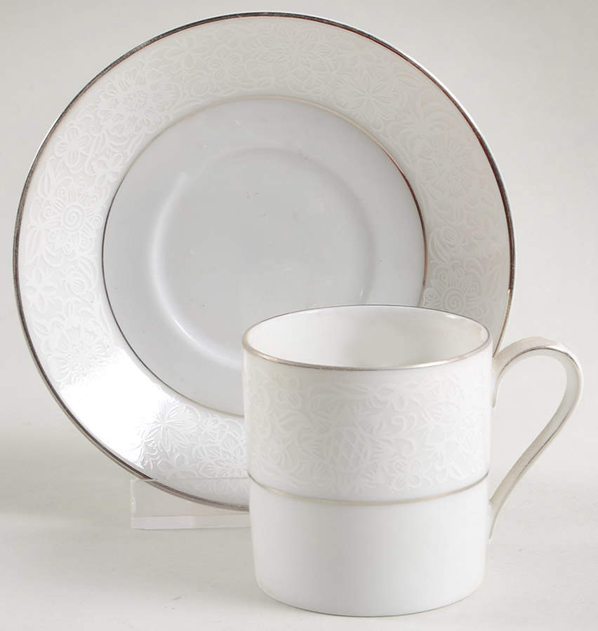 White Lace Flat Demitasse Cup & Saucer Set by Heinrich - H&C-1