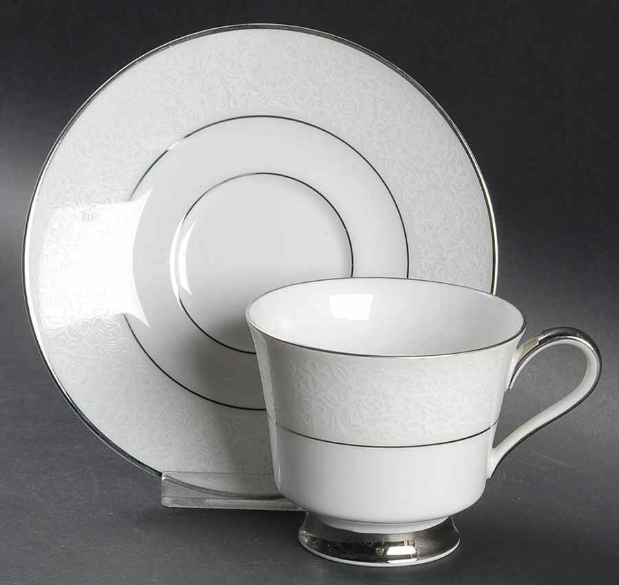 White Lace Footed Cup & Saucer Set by Heinrich - H&C-1