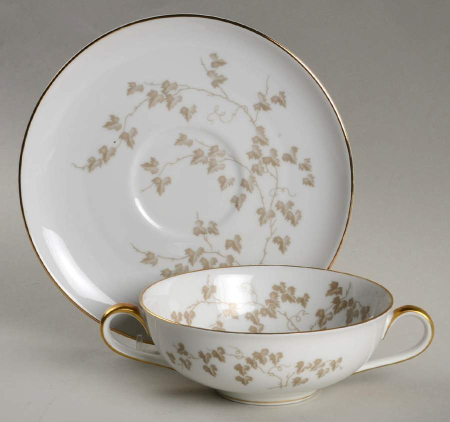 Windblown Flat Cream Soup Bowl & Saucer Set by Heinrich - H&C-1