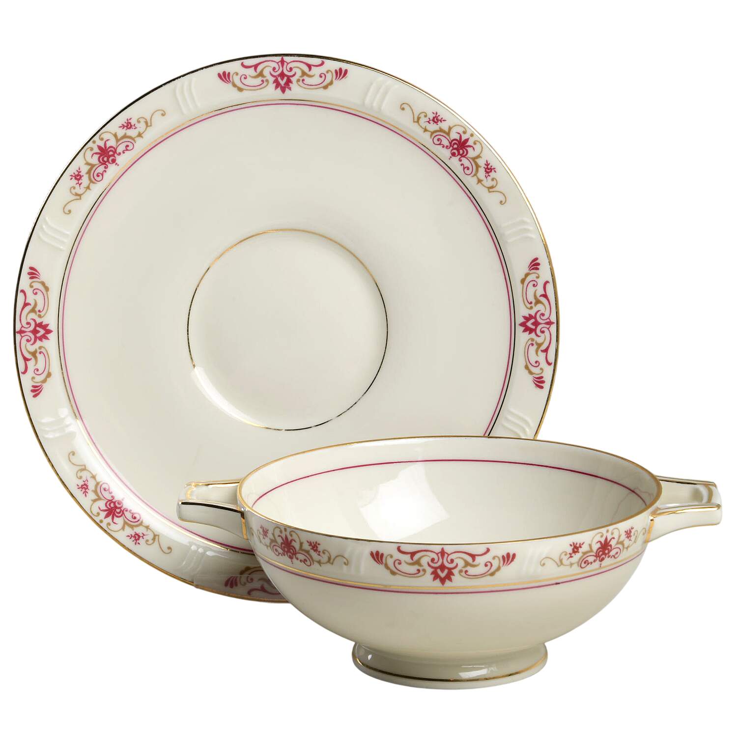 Garnet Footed Cream Soup Bowl & Saucer Set by Haas-Czjzek Coronado-1