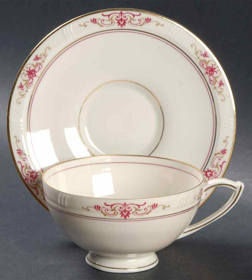 Garnet Footed Cup & Saucer Set by Haas-Czjzek Coronado-1