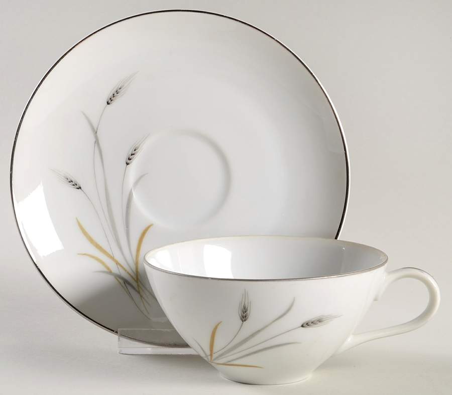 Golden Grain Flat Cup & Saucer Set by Heritage China-1
