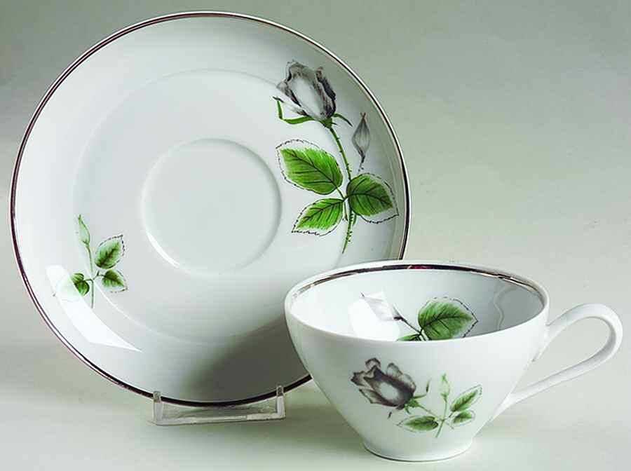 Midnight Rose Flat Cup & Saucer Set by Heritage China-1