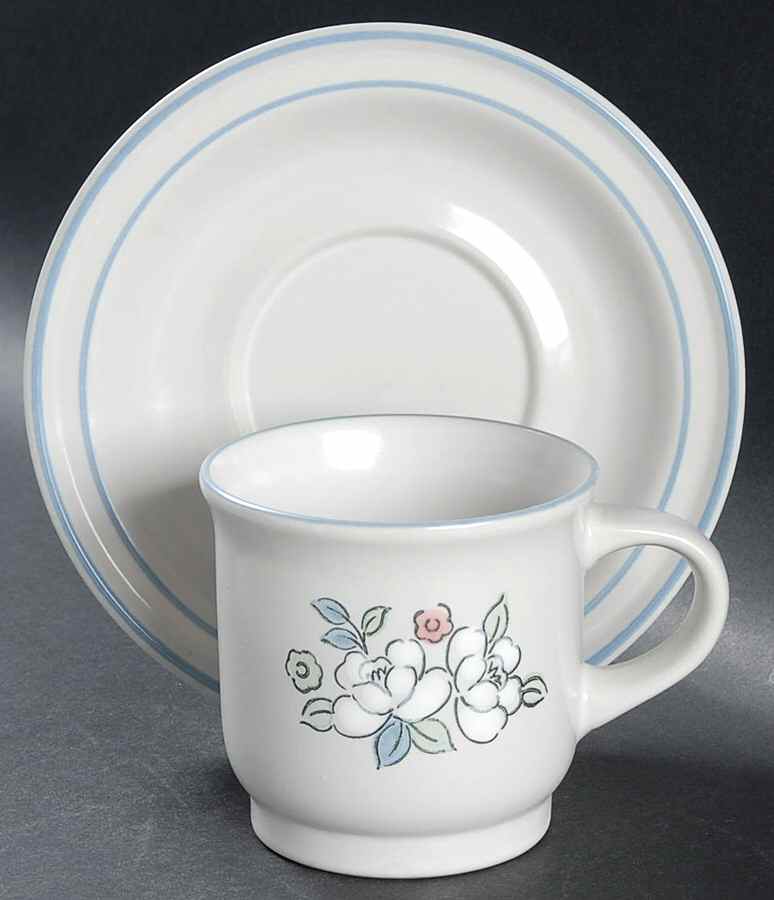 Fleur De Lune Flat Cup & Saucer Set by Hearthside-1