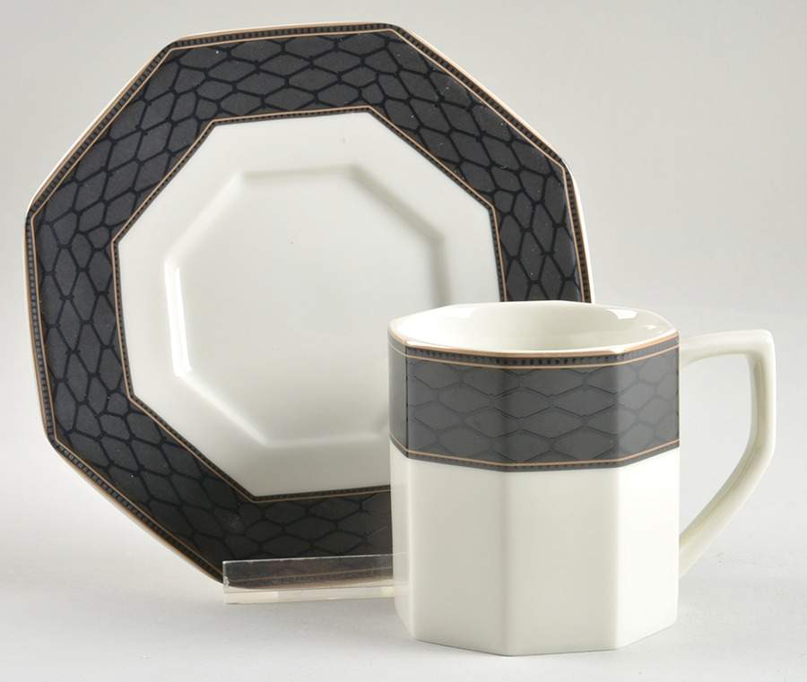 Black Tortoise Flat Cup & Saucer Set by Daniel Hechter-1