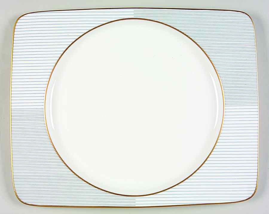 Lateral Stripes Blue 13" Oval Serving Platter by Daniel Hechter-1