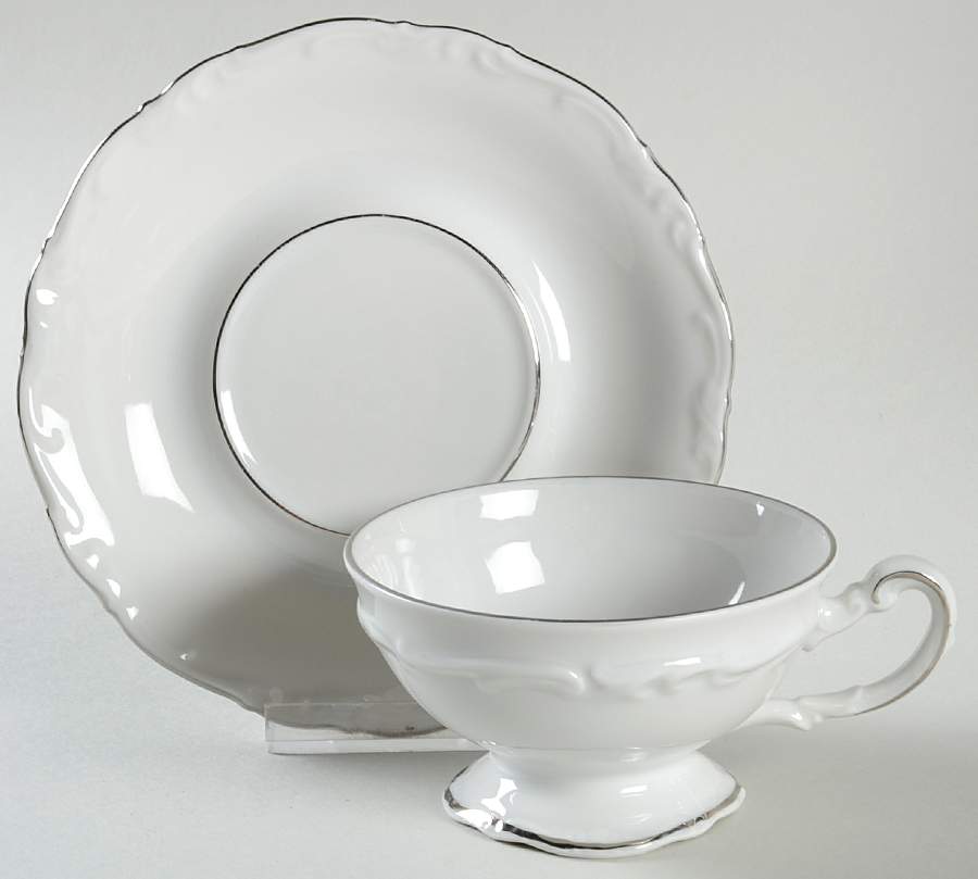 Empire Platin Footed Cup & Saucer Set by Hertel Jacob-1