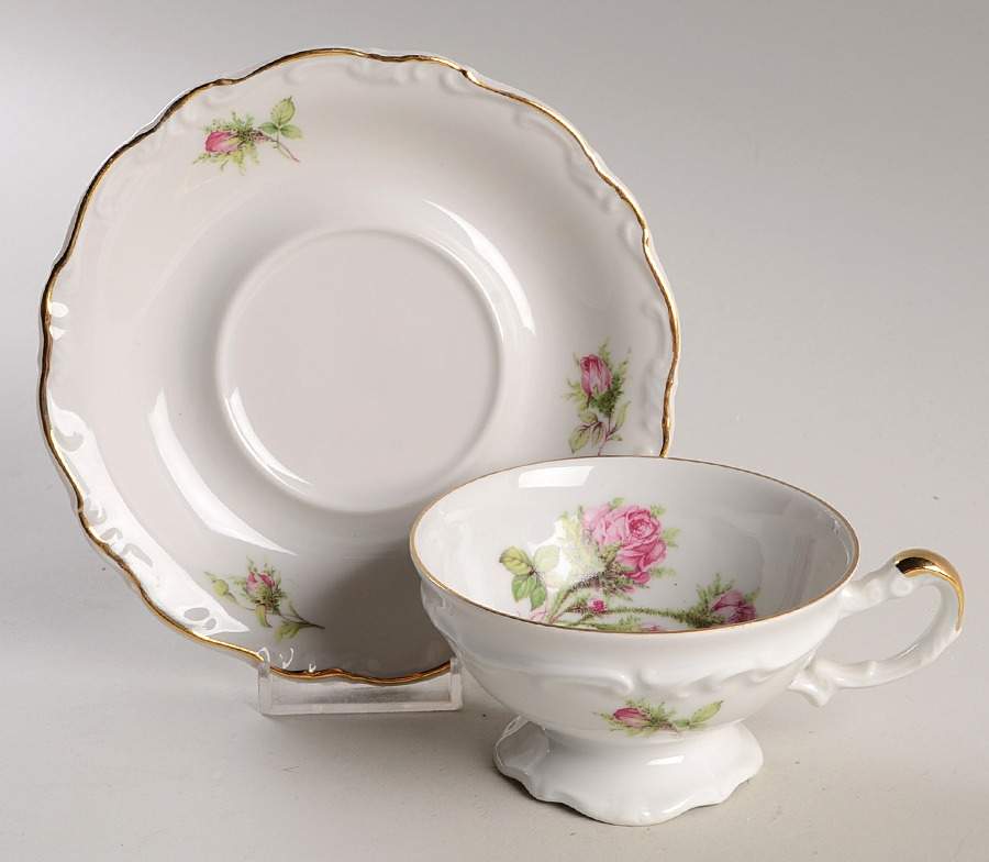 HEJ7 Footed Cup & Saucer Set by Hertel Jacob-1