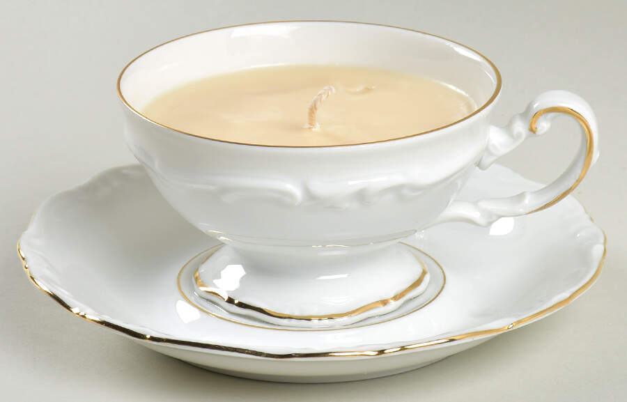 Margaret (Gold Trim) Scented Cup & Saucer Candle-Vanilla  HC by Hertel Jacob-1