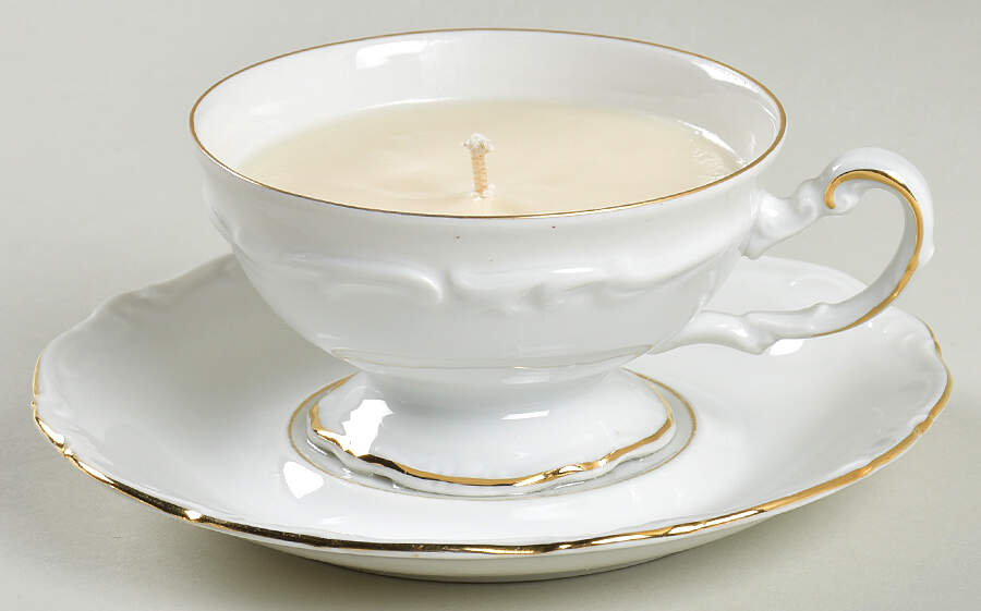 Margaret (Gold Trim) Scented Cup & Saucer Candle-Lavender  HC by Hertel Jacob-1