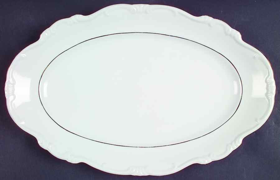 Margaret (Gold Trim) 13" Oval Serving Platter by Hertel Jacob-1