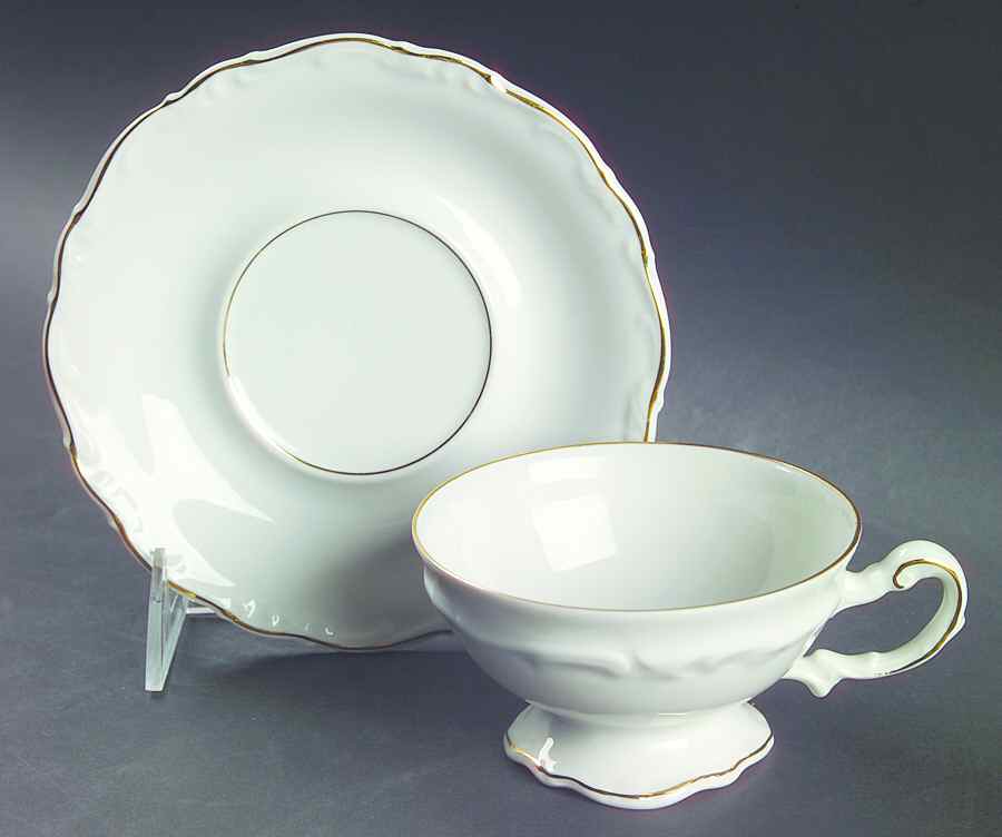 Margaret (Gold Trim) Footed Cup & Saucer Set by Hertel Jacob-1