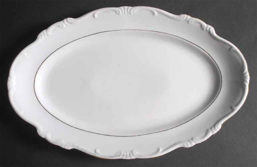 Margaret (Gold Trim) 15" Oval Serving Platter by Hertel Jacob-1