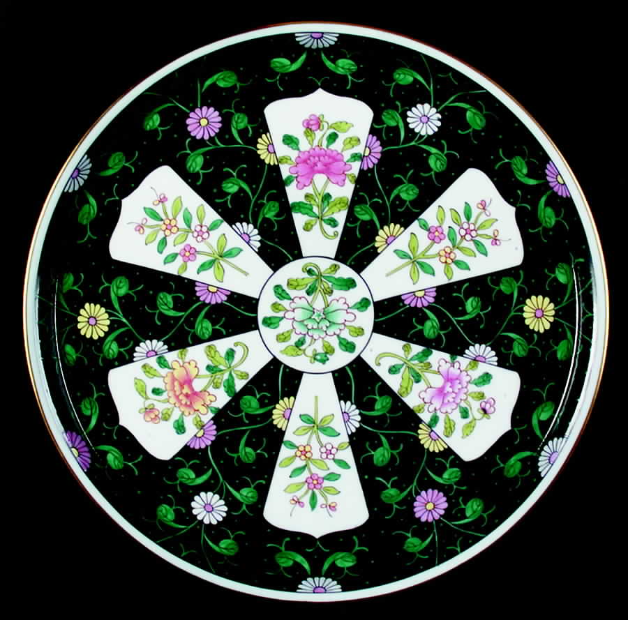 Black Dynasty (Sn) Round Tray by Herend-1