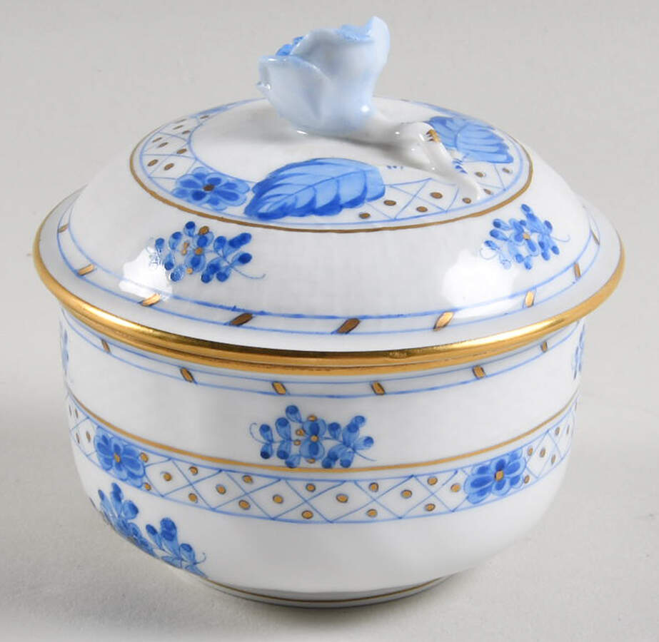 Blue Garden (Wb) Mini Sugar Bowl & Lid by Herend-1
