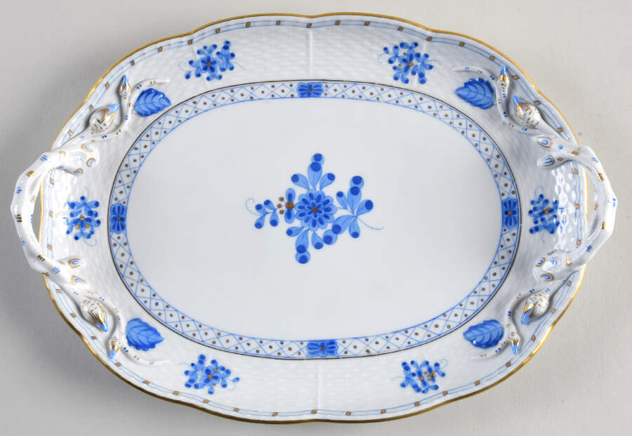 Blue Garden (Wb) 11" Oval Serving Platter by Herend-1